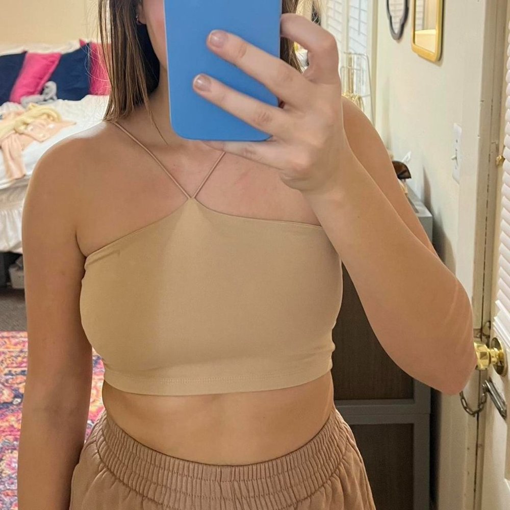 Tan Forever 21 Form Fitting Crop Top